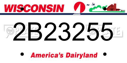 2B23255 Wisconsin License Plate