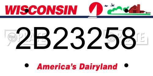 2B23258 Wisconsin License Plate