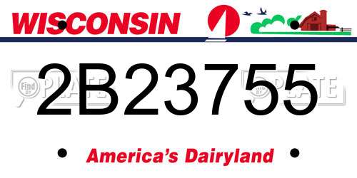 2B23755 Wisconsin License Plate