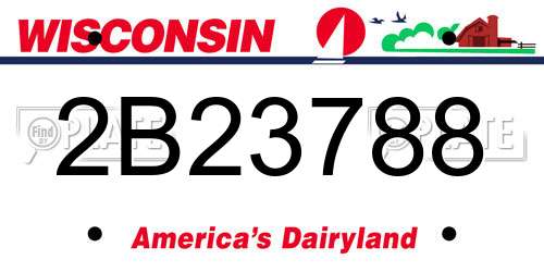 2B23788 Wisconsin License Plate