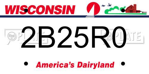 2B25R0 Wisconsin License Plate