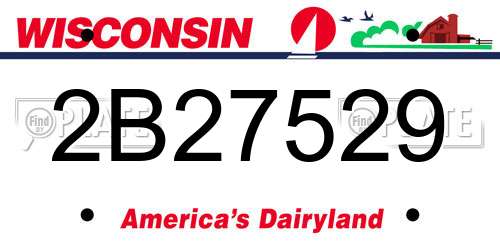 2B27529 Wisconsin License Plate