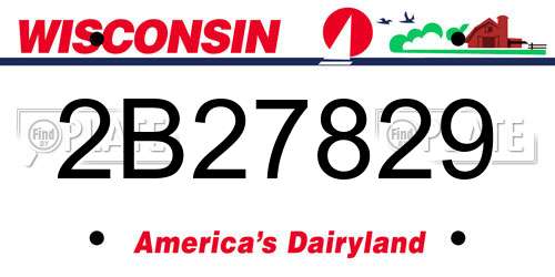 2B27829 Wisconsin License Plate