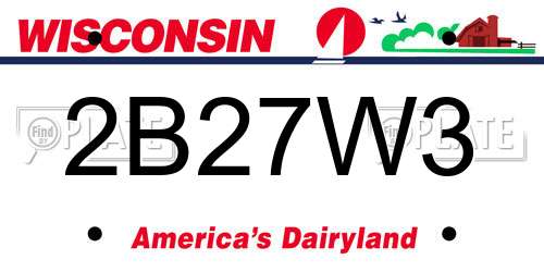 2B27W3 Wisconsin License Plate