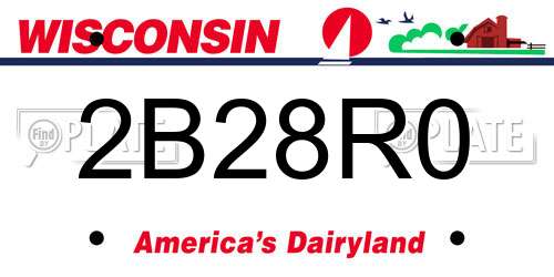 2B28R0 Wisconsin License Plate