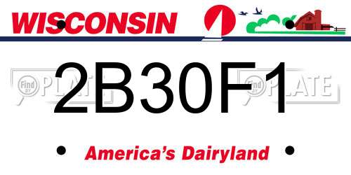 2B30F1 Wisconsin License Plate
