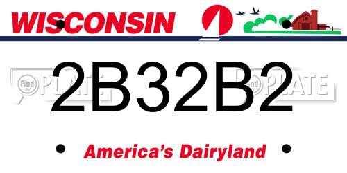 2B32B2 Wisconsin License Plate