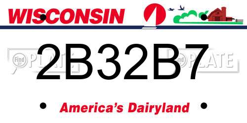 2B32B7 Wisconsin License Plate