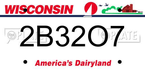 2B32O7 Wisconsin License Plate