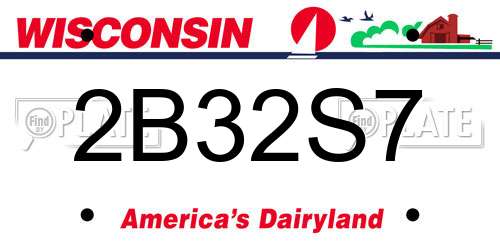 2B32S7 Wisconsin License Plate