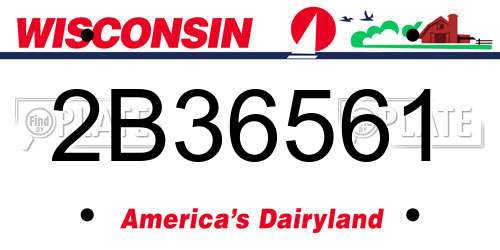 2B36561 Wisconsin License Plate