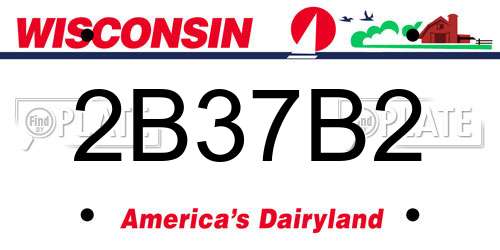 2B37B2 Wisconsin License Plate