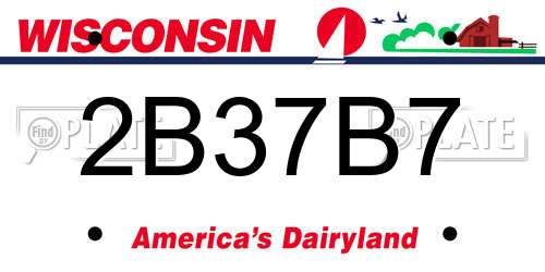 2B37B7 Wisconsin License Plate