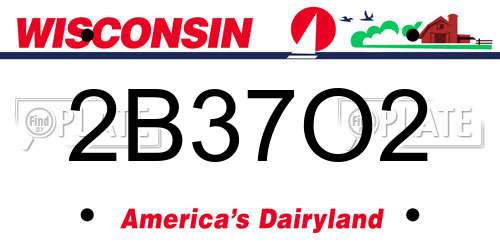 2B37O2 Wisconsin License Plate