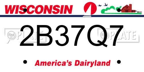 2B37Q7 Wisconsin License Plate