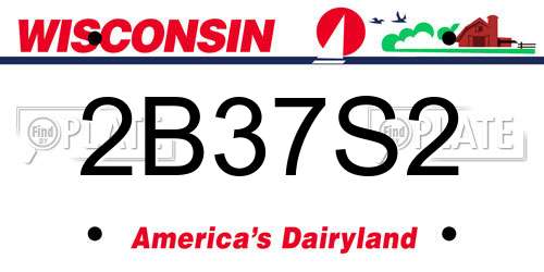 2B37S2 Wisconsin License Plate