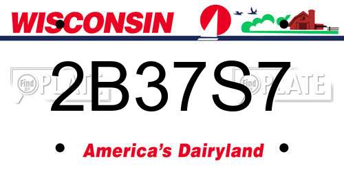 2B37S7 Wisconsin License Plate