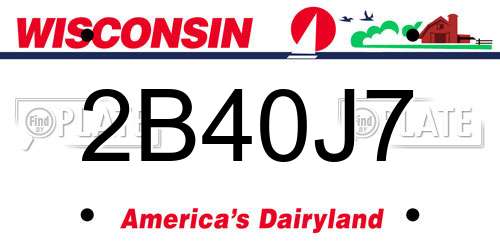 2B40J7 Wisconsin License Plate