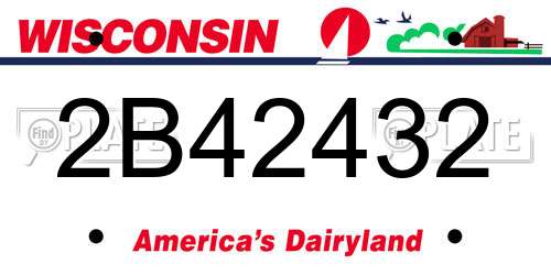 2B42432 Wisconsin License Plate