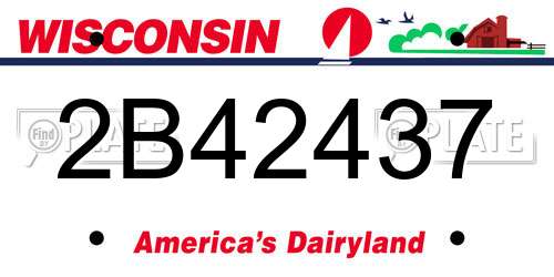 2B42437 Wisconsin License Plate