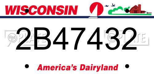 2B47432 Wisconsin License Plate