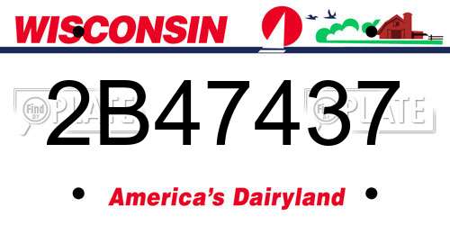 2B47437 Wisconsin License Plate