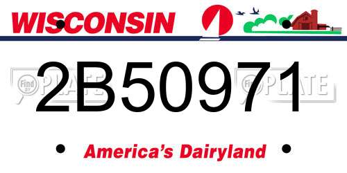 2B50971 Wisconsin License Plate