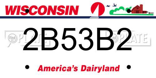 2B53B2 Wisconsin License Plate