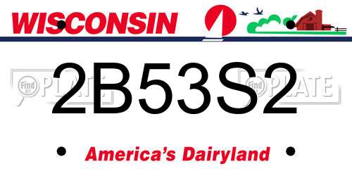 2B53S2 Wisconsin License Plate