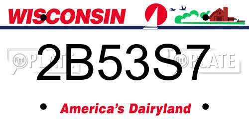 2B53S7 Wisconsin License Plate