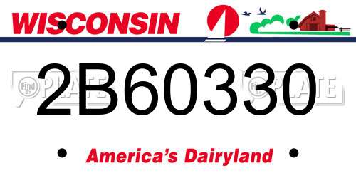 2B60330 Wisconsin License Plate