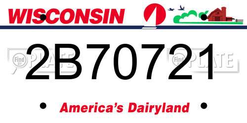 2B70721 Wisconsin License Plate