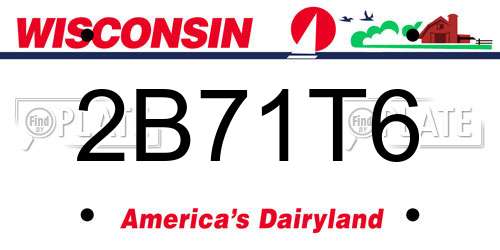 2B71T6 Wisconsin License Plate