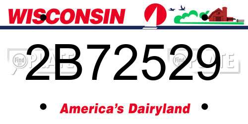 2B72529 Wisconsin License Plate
