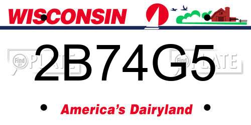 2B74G5 Wisconsin License Plate
