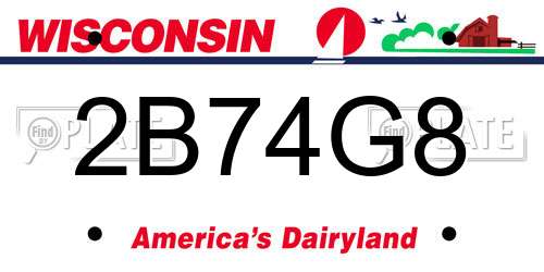 2B74G8 Wisconsin License Plate