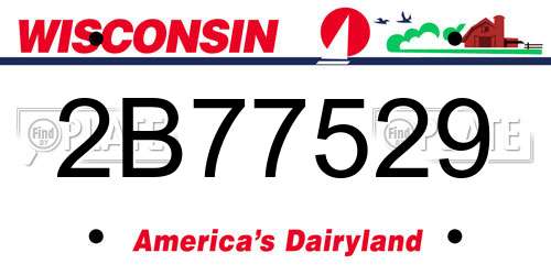 2B77529 Wisconsin License Plate