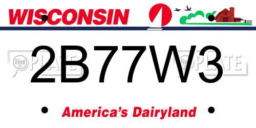 2B77W3 Wisconsin License Plate