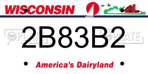 2B83B2 Wisconsin License Plate