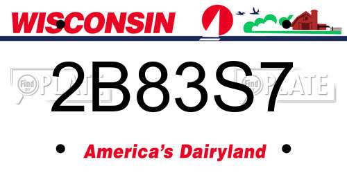 2B83S7 Wisconsin License Plate