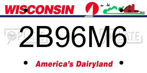 2B96M6 Wisconsin License Plate