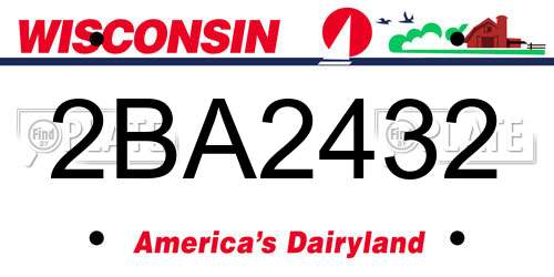 2BA2432 Wisconsin License Plate