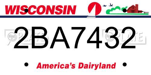 2BA7432 Wisconsin License Plate