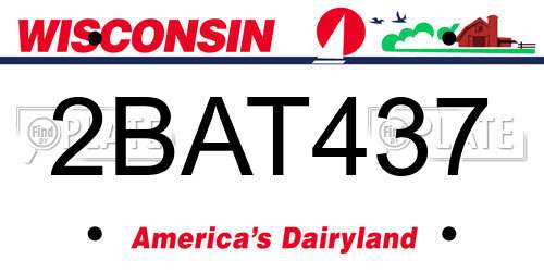2BAT437 Wisconsin License Plate