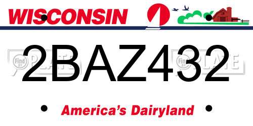 2BAZ432 Wisconsin License Plate