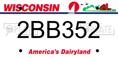 2BB352 Wisconsin License Plate