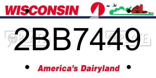 2BB7449 Wisconsin License Plate