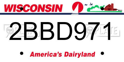 2BBD971 Wisconsin License Plate