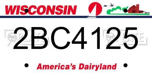 2BC4125 Wisconsin License Plate