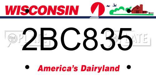 2BC835 Wisconsin License Plate